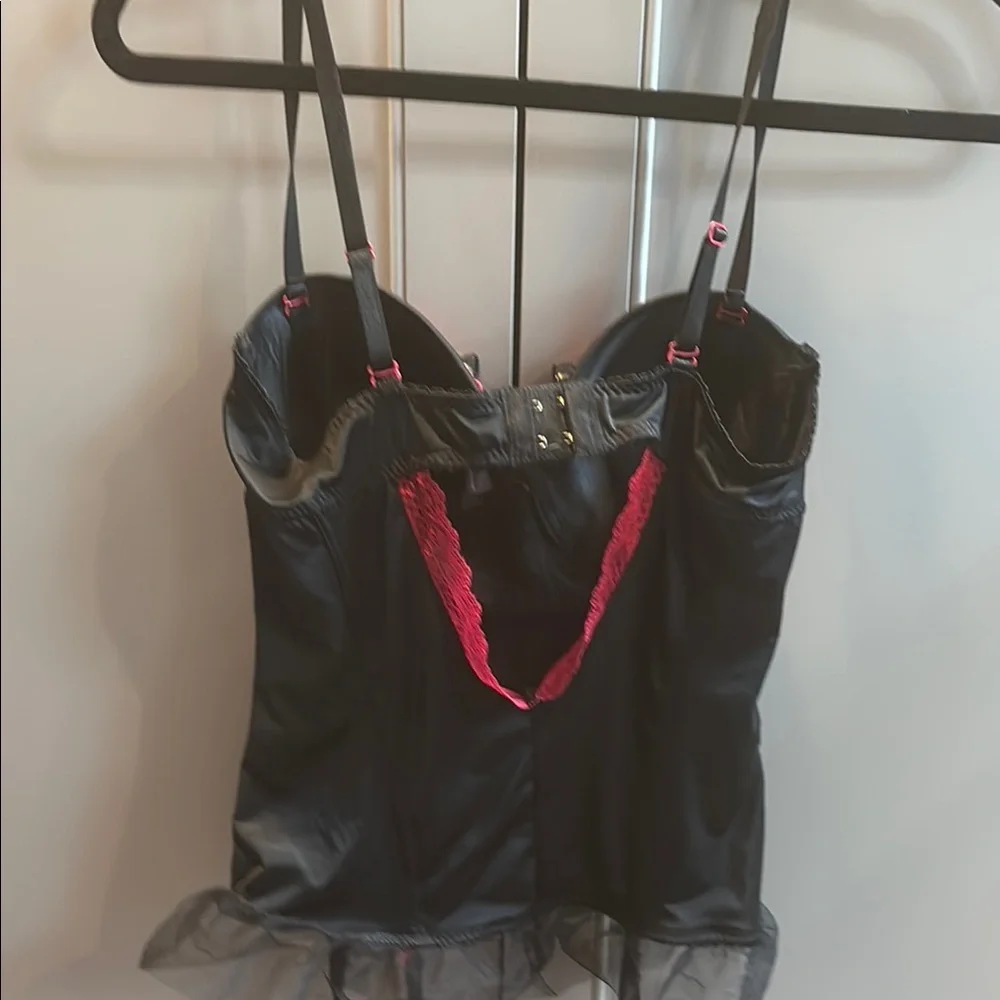 Sexy Black and Pink Lace Bustier sz L - Picture 4 of 6